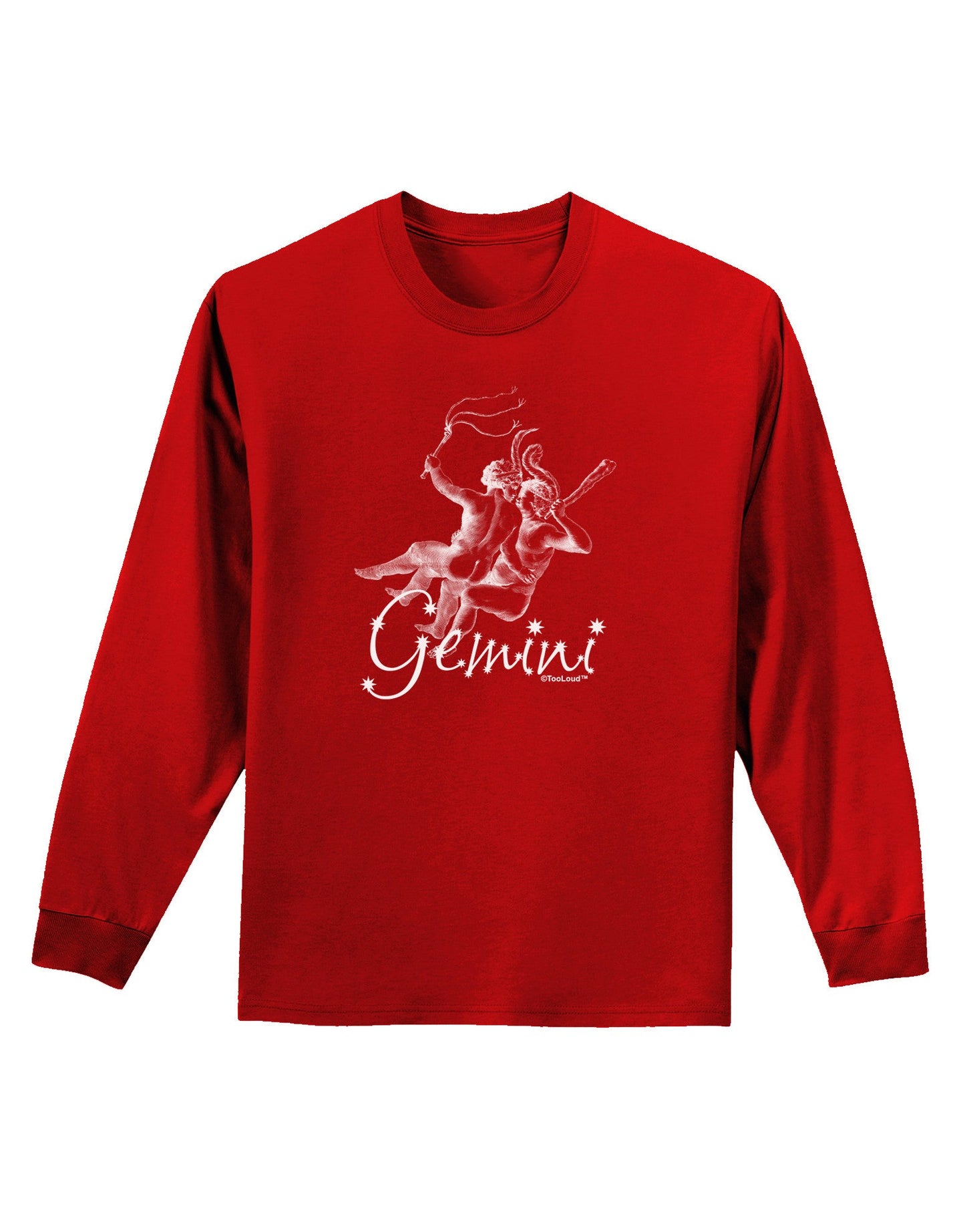 Gemini Illustration Adult Long Sleeve Dark T-Shirt-TooLoud-Red-Small-Davson Sales