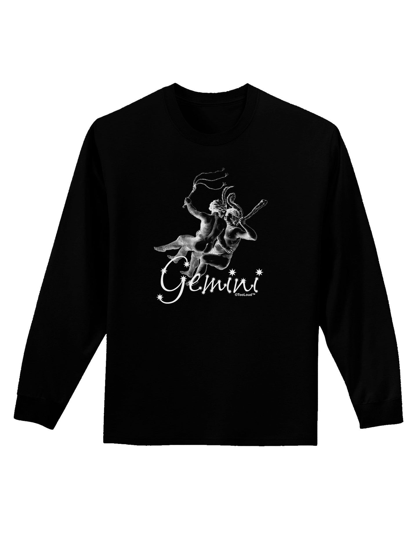 Gemini Illustration Adult Long Sleeve Dark T-Shirt-TooLoud-Black-Small-Davson Sales