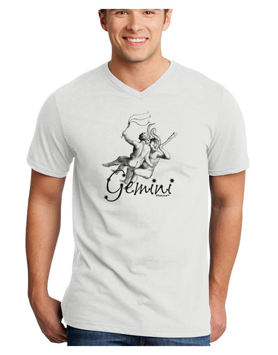 Gemini Illustration Adult V-Neck T-shirt-Mens V-Neck T-Shirt-TooLoud-White-Small-Davson Sales