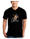 Gemini Illustration Color Adult Dark V-Neck T-Shirt-TooLoud-Black-Small-Davson Sales