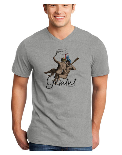 Gemini Illustration Color Adult V-Neck T-shirt-Mens V-Neck T-Shirt-TooLoud-HeatherGray-Small-Davson Sales