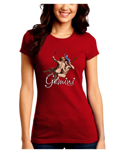 Gemini Illustration Color Juniors Crew Dark T-Shirt-T-Shirts Juniors Tops-TooLoud-Red-Juniors Fitted Small-Davson Sales