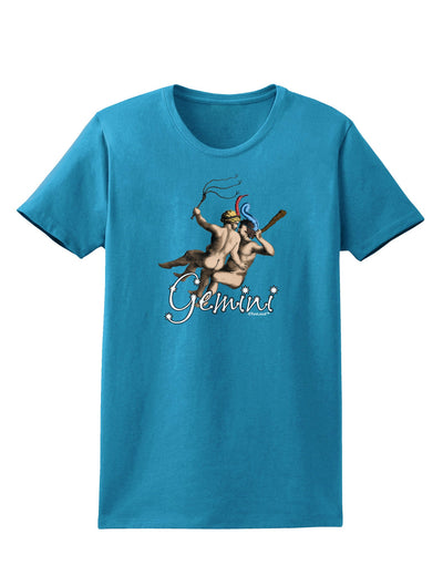 Gemini Illustration Color Womens Dark T-Shirt-TooLoud-Turquoise-X-Small-Davson Sales