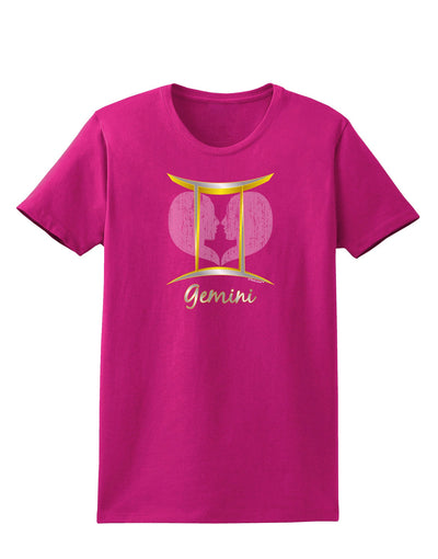 Gemini Symbol Womens Dark T-Shirt-TooLoud-Hot-Pink-Small-Davson Sales