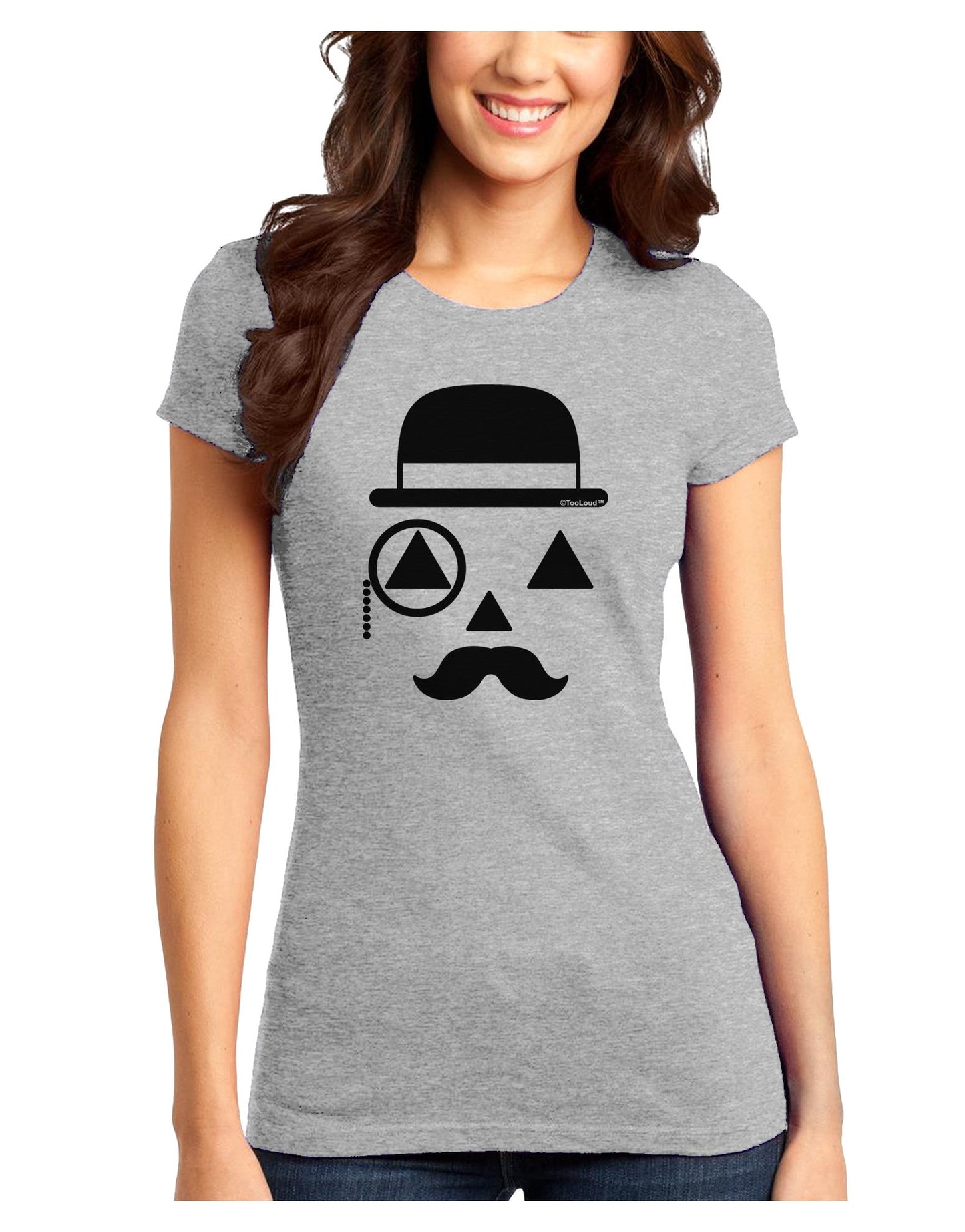 Gentleman Jack-o-lantern Juniors T-Shirt-Womens Juniors T-Shirt-TooLoud-Ash-Gray-Juniors Fitted X-Small-Davson Sales