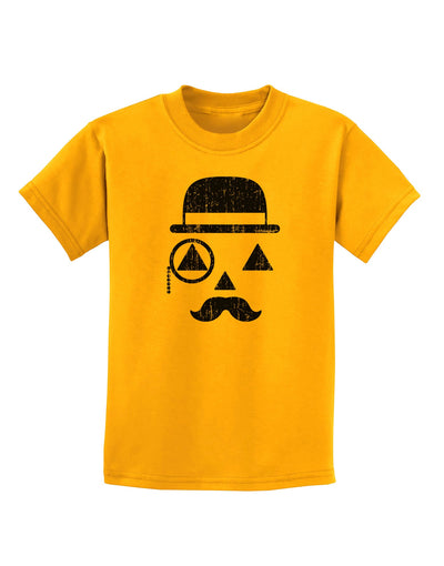 Gentleman Pumpkin Distressed Childrens T-Shirt-Childrens T-Shirt-TooLoud-Gold-X-Small-Davson Sales