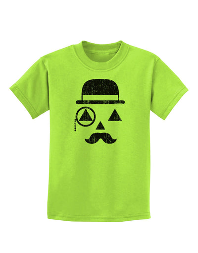 Gentleman Pumpkin Distressed Childrens T-Shirt-Childrens T-Shirt-TooLoud-Lime-Green-X-Small-Davson Sales