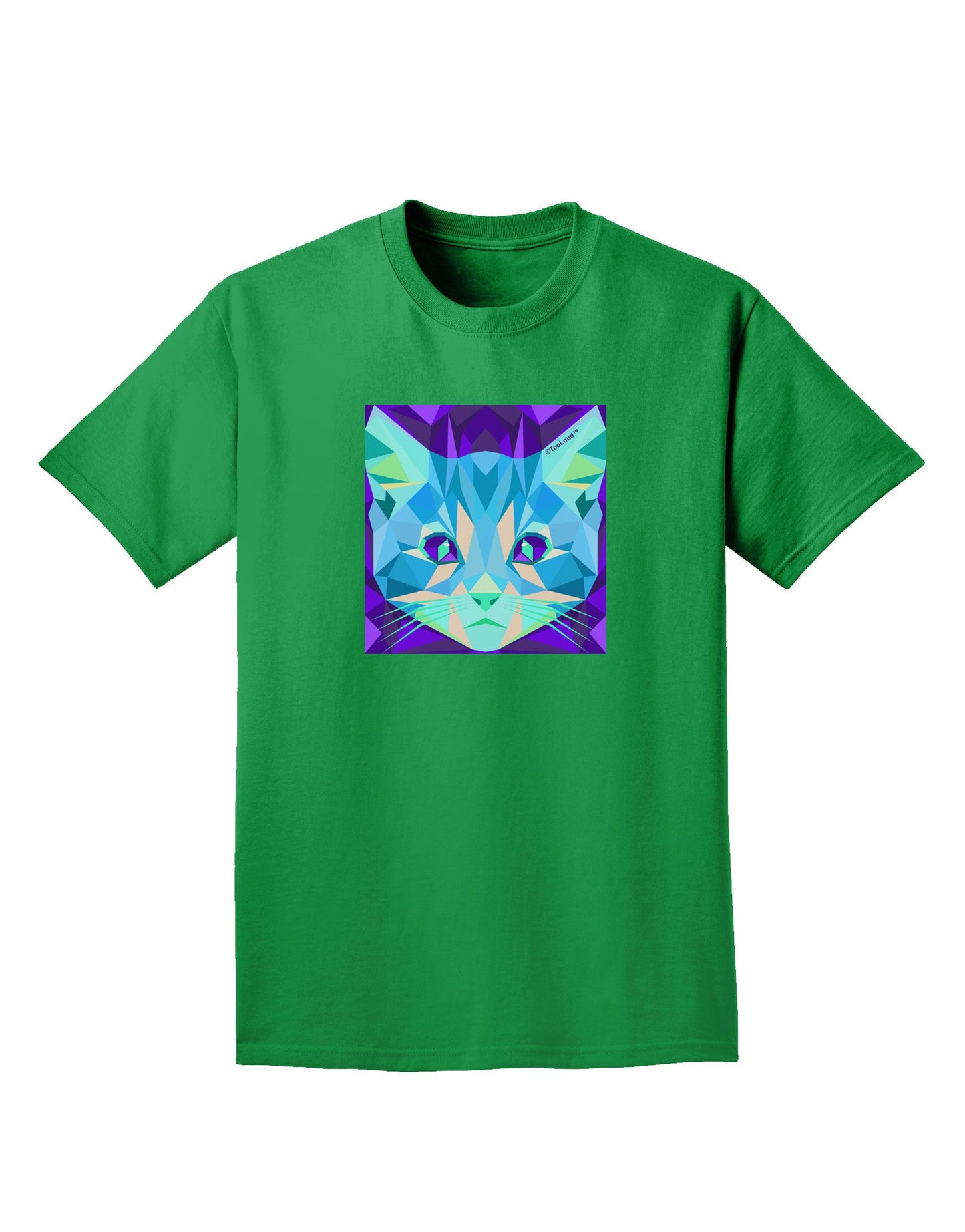 Geometric Kitty Inverted Adult Dark T-Shirt-Mens T-Shirt-TooLoud-Kelly-Green-Small-Davson Sales