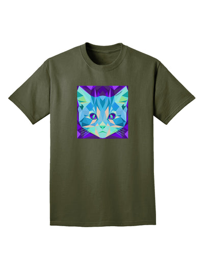 Geometric Kitty Inverted Adult Dark T-Shirt-Mens T-Shirt-TooLoud-Military-Green-Small-Davson Sales