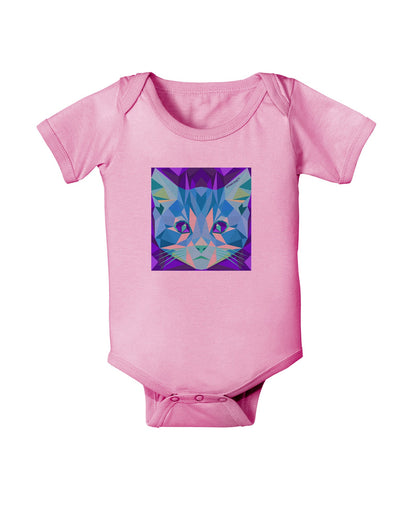 Geometric Kitty Inverted Baby Romper Bodysuit-Baby Romper-TooLoud-Pink-06-Months-Davson Sales