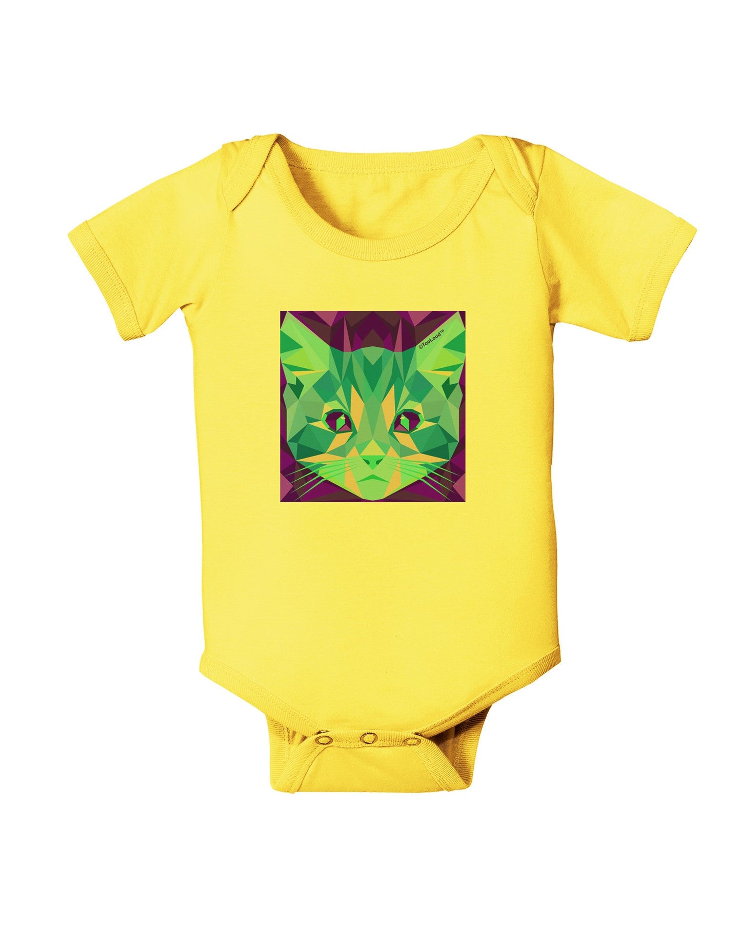 Geometric Kitty Inverted Baby Romper Bodysuit-Baby Romper-TooLoud-Yellow-06-Months-Davson Sales