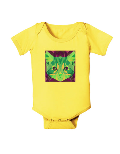 Geometric Kitty Inverted Baby Romper Bodysuit-Baby Romper-TooLoud-Yellow-06-Months-Davson Sales