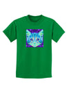 Geometric Kitty Inverted Childrens Dark T-Shirt-Childrens T-Shirt-TooLoud-Kelly-Green-X-Small-Davson Sales