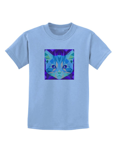 Geometric Kitty Inverted Childrens T-Shirt-Childrens T-Shirt-TooLoud-Light-Blue-X-Small-Davson Sales