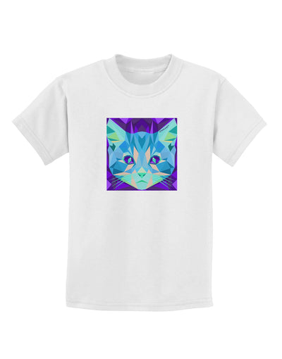 Geometric Kitty Inverted Childrens T-Shirt-Childrens T-Shirt-TooLoud-White-X-Small-Davson Sales