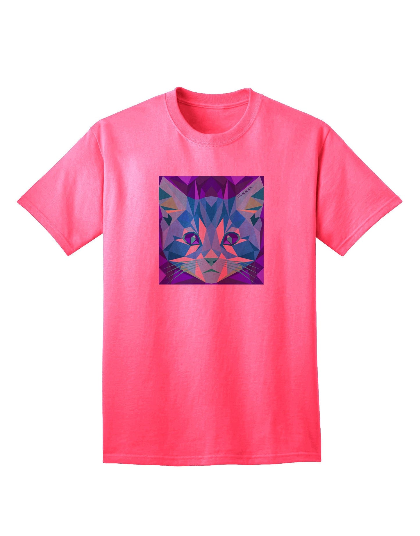 Geometric Kitty Inverted - Premium Adult T-Shirt Collection-Mens T-shirts-TooLoud-Neon-Pink-Small-Davson Sales