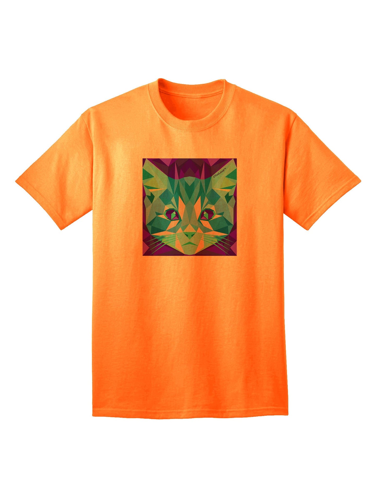 Geometric Kitty Inverted - Premium Adult T-Shirt Collection-Mens T-shirts-TooLoud-Neon-Orange-Small-Davson Sales