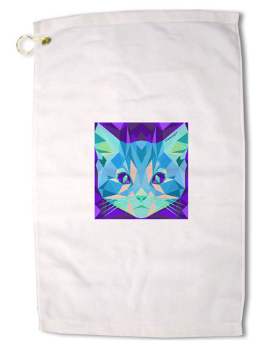 Geometric Kitty Inverted Premium Cotton Golf Towel - 16 x 25 inch-Golf Towel-TooLoud-16x25"-Davson Sales