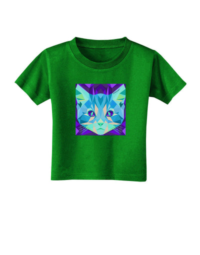 Geometric Kitty Inverted Toddler T-Shirt Dark-Toddler T-Shirt-TooLoud-Clover-Green-2T-Davson Sales