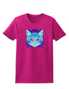 Geometric Kitty Inverted Womens Dark T-Shirt-TooLoud-Hot-Pink-Small-Davson Sales