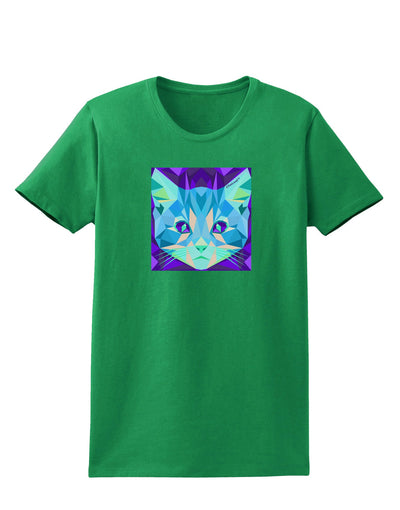 Geometric Kitty Inverted Womens Dark T-Shirt-TooLoud-Kelly-Green-X-Small-Davson Sales