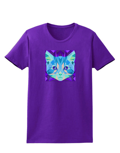 Geometric Kitty Inverted Womens Dark T-Shirt-TooLoud-Purple-X-Small-Davson Sales