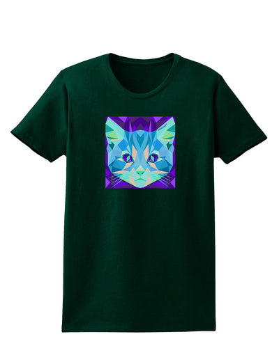 Geometric Kitty Inverted Womens Dark T-Shirt-TooLoud-Forest-Green-Small-Davson Sales