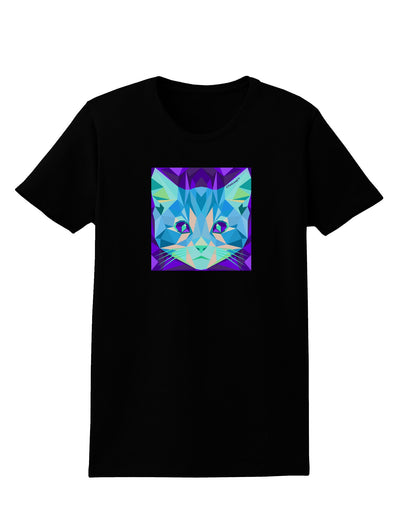 Geometric Kitty Inverted Womens Dark T-Shirt-TooLoud-Black-X-Small-Davson Sales