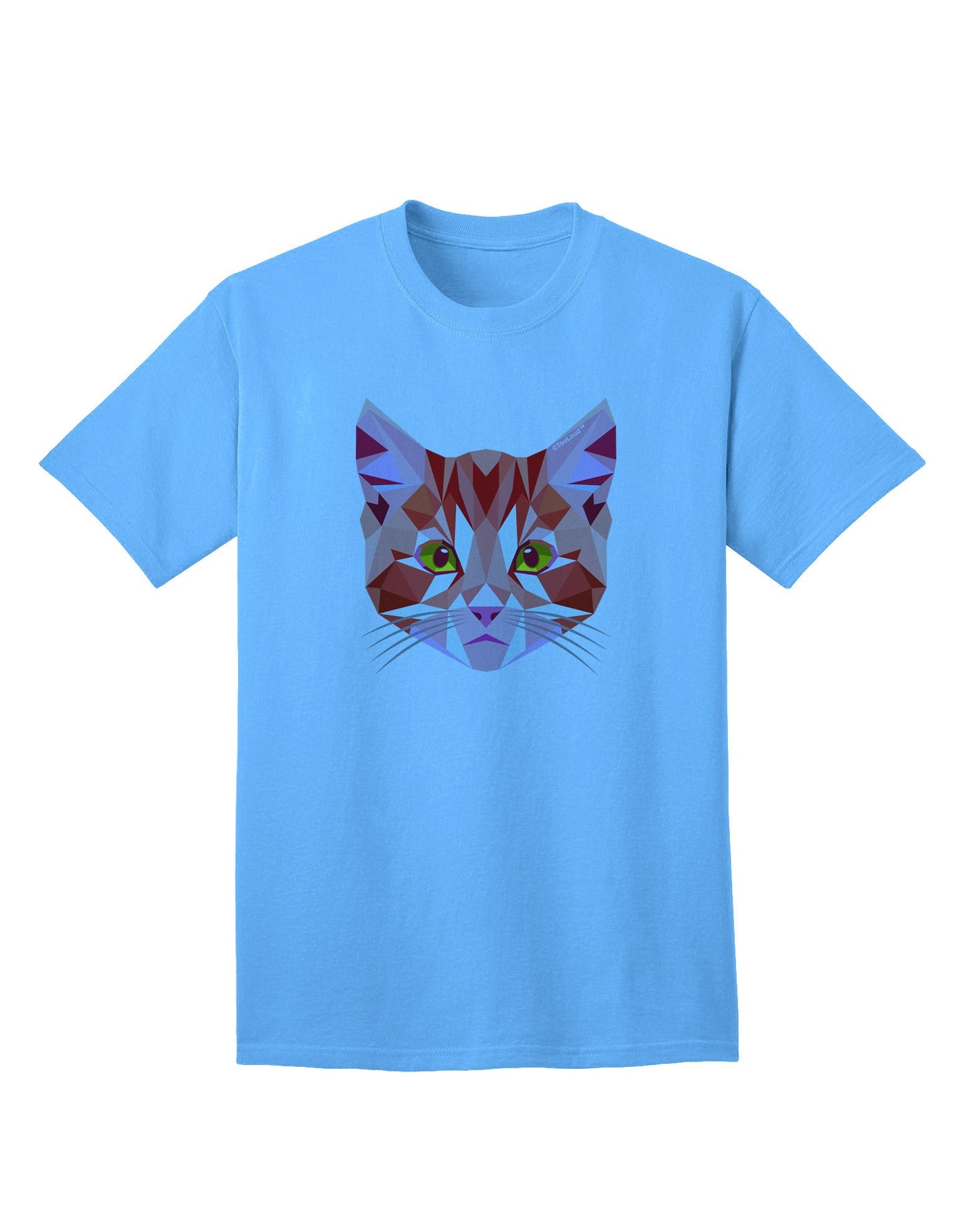 Geometric Kitty - Premium Red Adult T-Shirt for Cat Lovers-Mens T-shirts-TooLoud-Aquatic-Blue-Small-Davson Sales