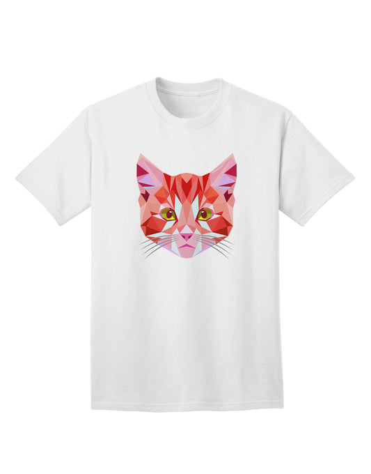 Geometric Kitty - Premium Red Adult T-Shirt for Cat Lovers-Mens T-shirts-TooLoud-White-Small-Davson Sales