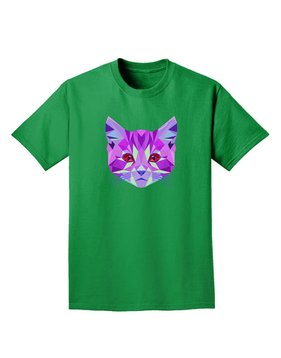 Geometric Kitty Purple Adult Dark T-Shirt-Mens T-Shirt-TooLoud-Kelly-Green-Small-Davson Sales