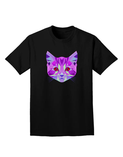 Geometric Kitty Purple Adult Dark T-Shirt-Mens T-Shirt-TooLoud-Black-Small-Davson Sales