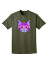 Geometric Kitty Purple Adult Dark T-Shirt-Mens T-Shirt-TooLoud-Military-Green-Small-Davson Sales