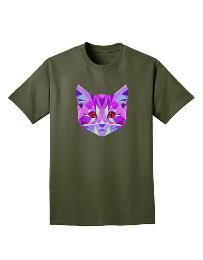 Geometric Kitty Purple Adult Dark T-Shirt-Mens T-Shirt-TooLoud-Military-Green-Small-Davson Sales