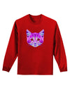 Geometric Kitty Purple Adult Long Sleeve Dark T-Shirt-TooLoud-Red-Small-Davson Sales