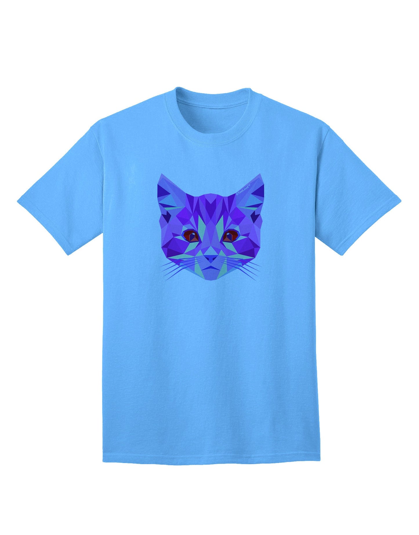 Geometric Kitty Purple Adult T-Shirt: A Contemporary Fashion Statement for Cat Lovers-Mens T-shirts-TooLoud-Aquatic-Blue-Small-Davson Sales