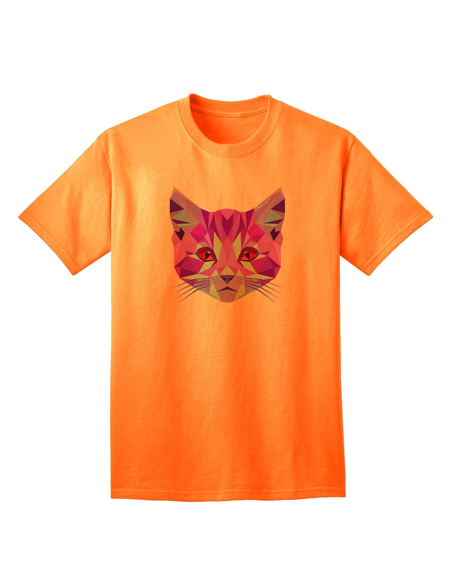 Geometric Kitty Purple Adult T-Shirt: A Contemporary Fashion Statement for Cat Lovers-Mens T-shirts-TooLoud-Neon-Orange-Small-Davson Sales