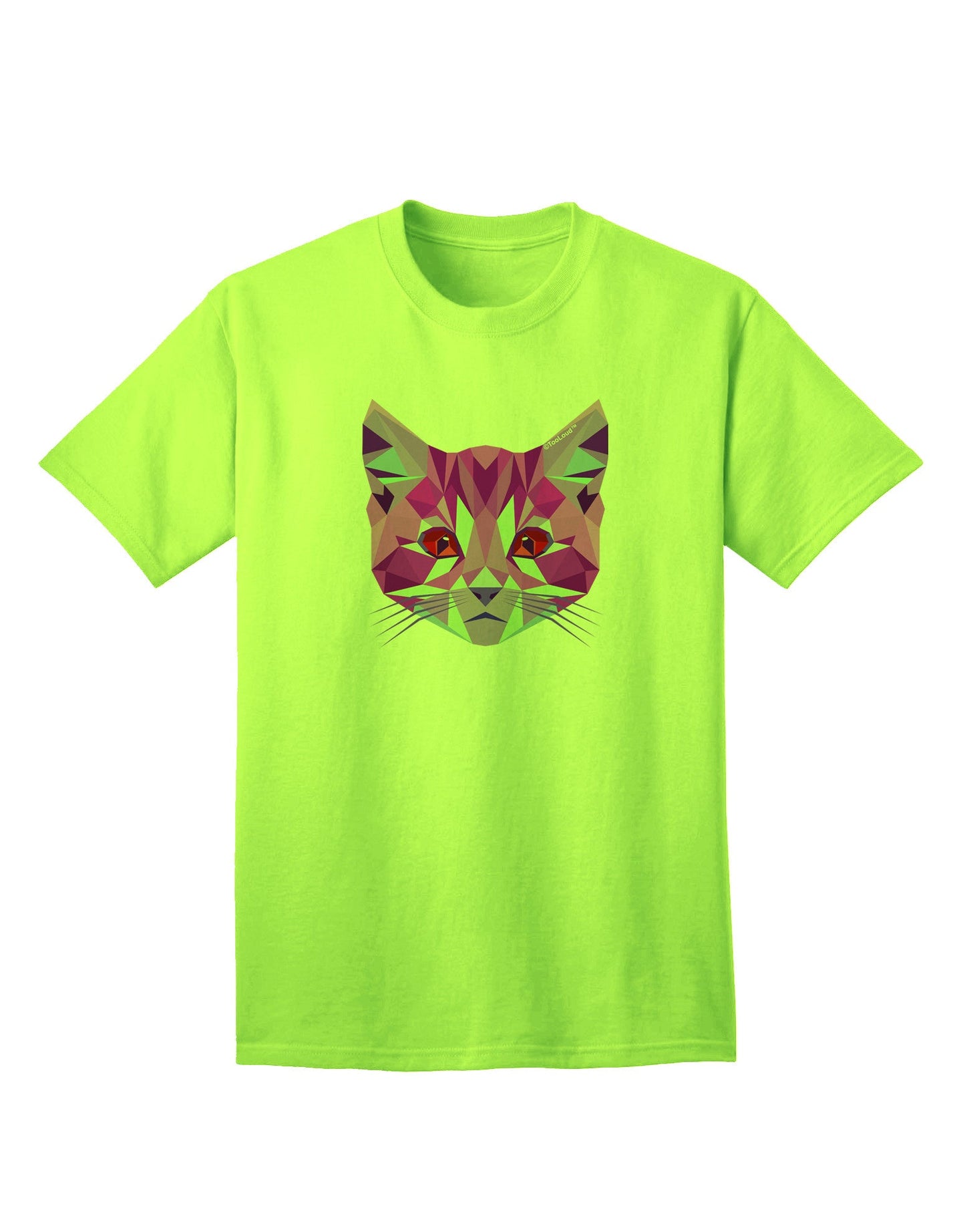 Geometric Kitty Purple Adult T-Shirt: A Contemporary Fashion Statement for Cat Lovers-Mens T-shirts-TooLoud-Neon-Green-Small-Davson Sales