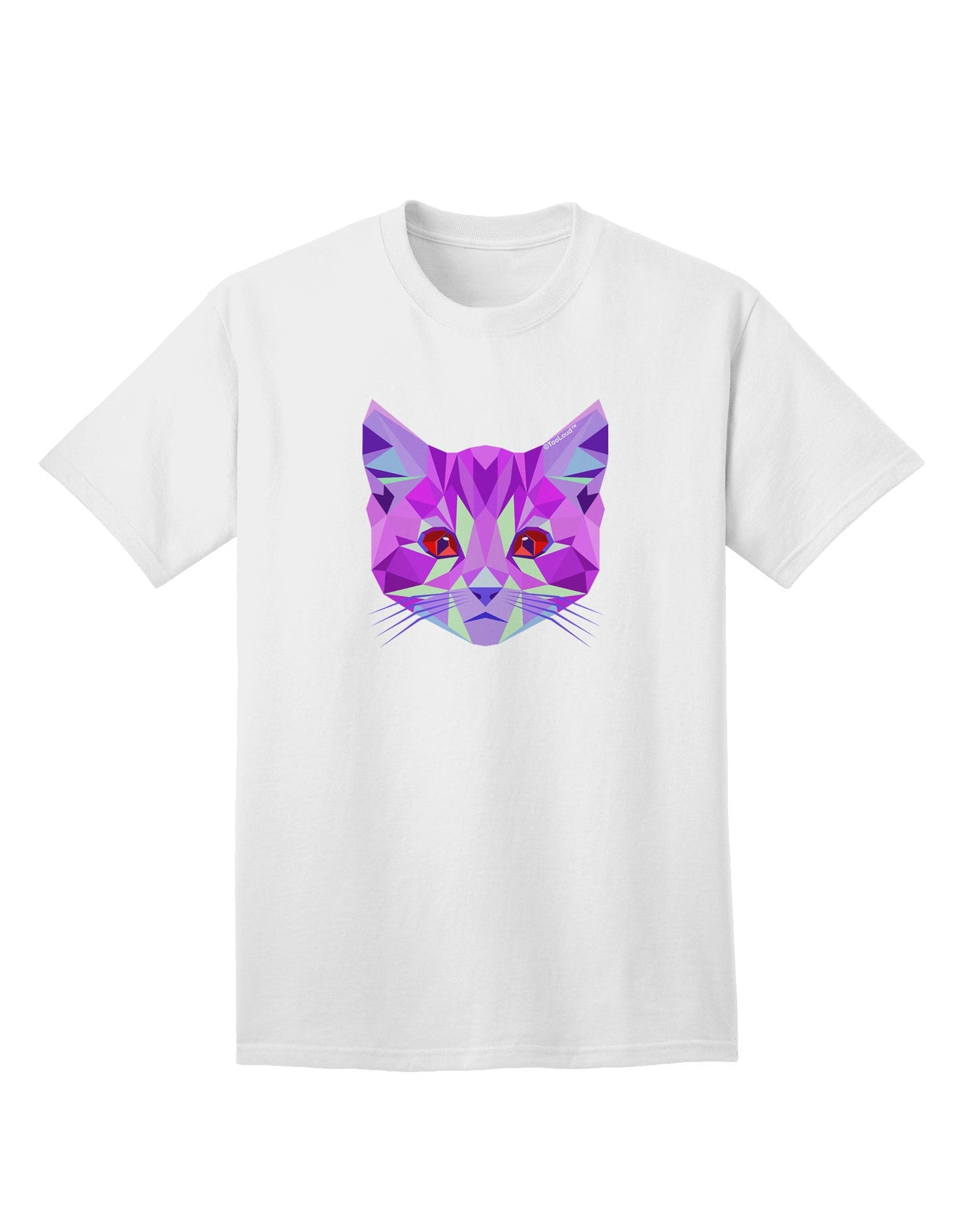 Geometric Kitty Purple Adult T-Shirt: A Contemporary Fashion Statement for Cat Lovers-Mens T-shirts-TooLoud-White-Small-Davson Sales
