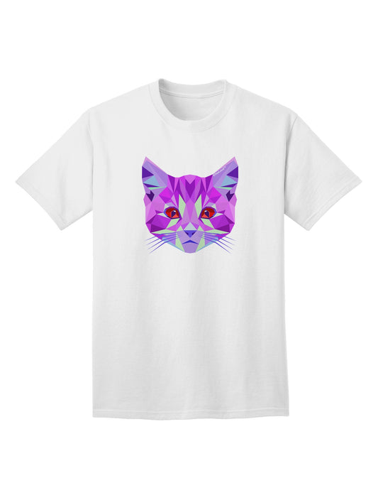 Geometric Kitty Purple Adult T-Shirt: A Contemporary Fashion Statement for Cat Lovers-Mens T-shirts-TooLoud-White-Small-Davson Sales