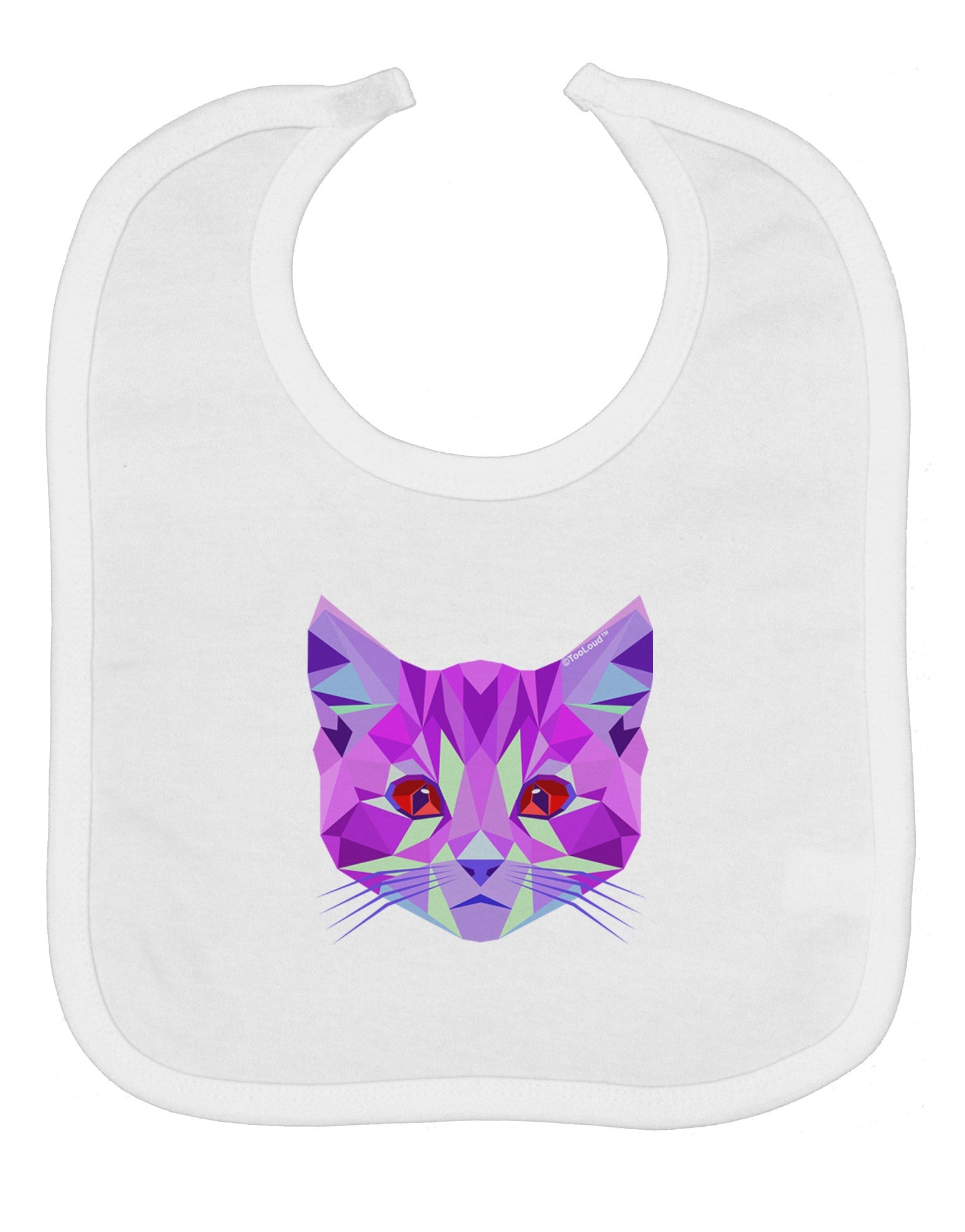 Geometric Kitty Purple Baby Bib