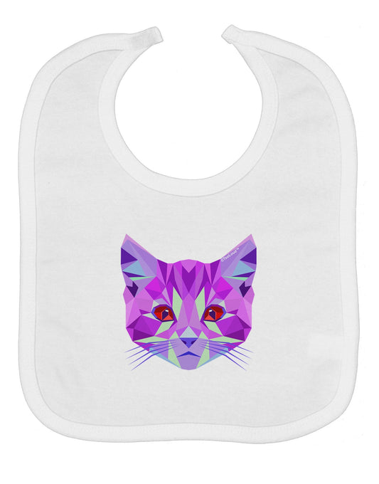 Geometric Kitty Purple Baby Bib