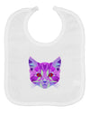 Geometric Kitty Purple Baby Bib