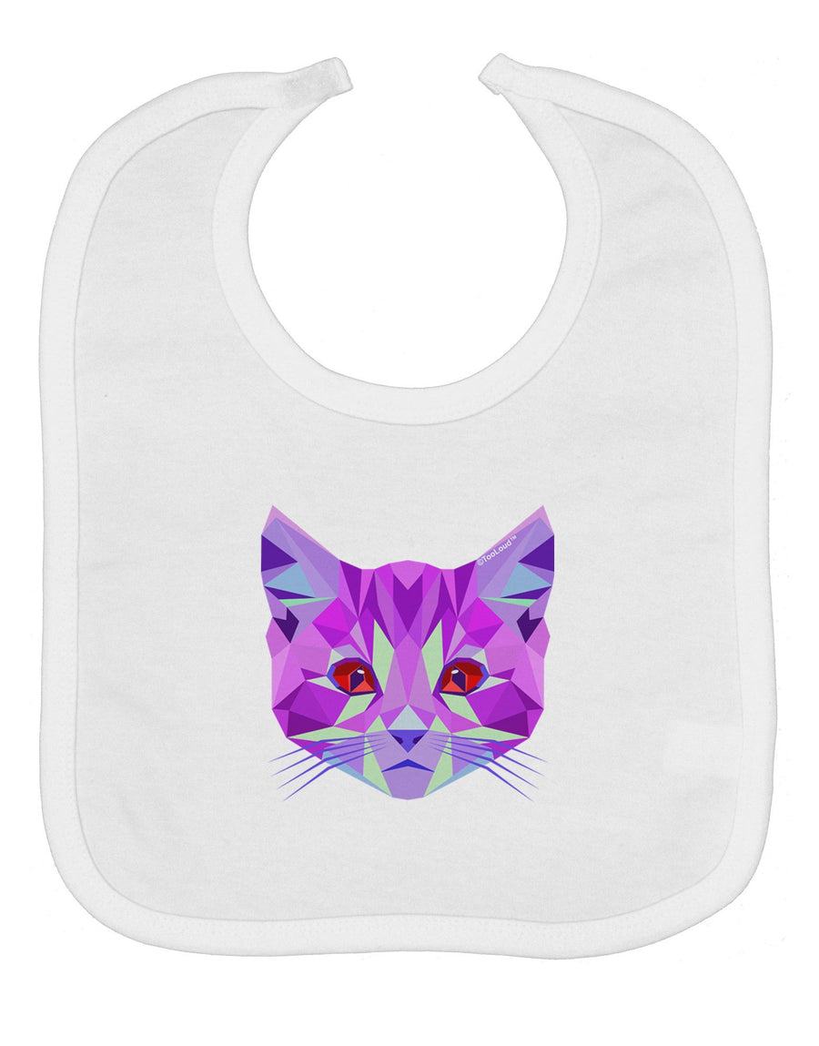 Geometric Kitty Purple Baby Bib