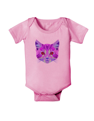 Geometric Kitty Purple Baby Romper Bodysuit-Baby Romper-TooLoud-Pink-06-Months-Davson Sales