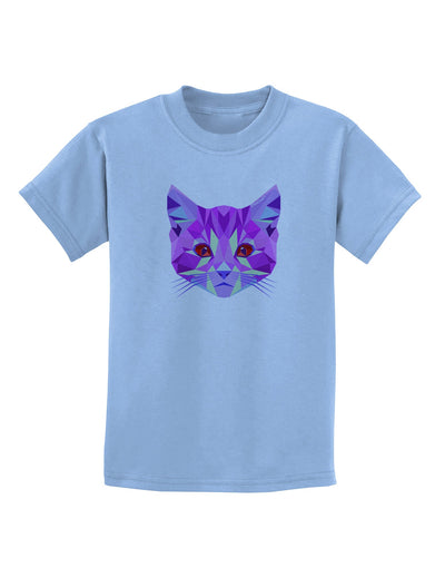 Geometric Kitty Purple Childrens T-Shirt-Childrens T-Shirt-TooLoud-Light-Blue-X-Small-Davson Sales