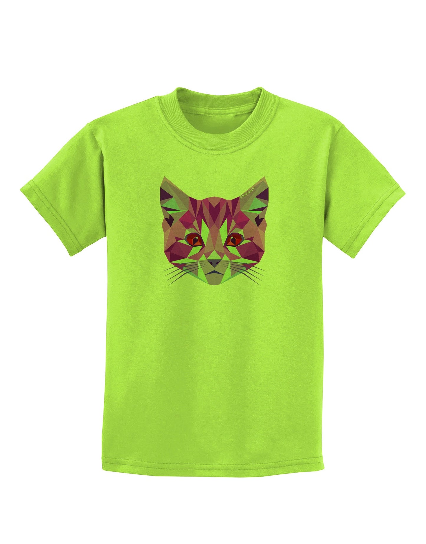 Geometric Kitty Purple Childrens T-Shirt-Childrens T-Shirt-TooLoud-Lime-Green-X-Small-Davson Sales