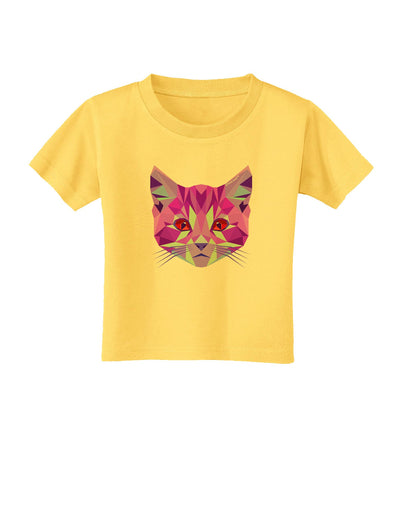 Geometric Kitty Purple Toddler T-Shirt-Toddler T-Shirt-TooLoud-Yellow-2T-Davson Sales