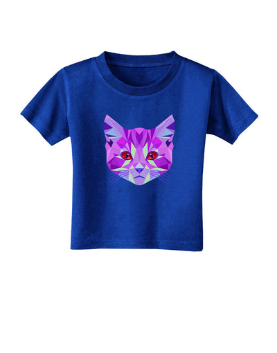 Geometric Kitty Purple Toddler T-Shirt Dark-Toddler T-Shirt-TooLoud-Royal-Blue-2T-Davson Sales