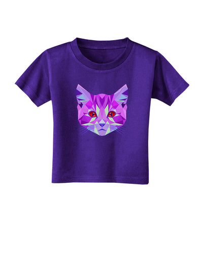 Geometric Kitty Purple Toddler T-Shirt Dark-Toddler T-Shirt-TooLoud-Purple-2T-Davson Sales